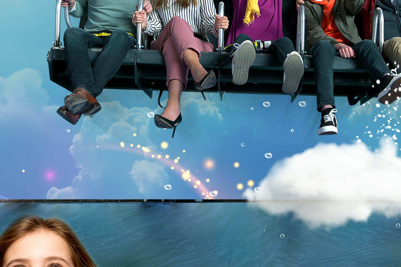 Visitors in the moving seats of the 5D flight simulator at THIS IS HOLLAND in Amsterdam